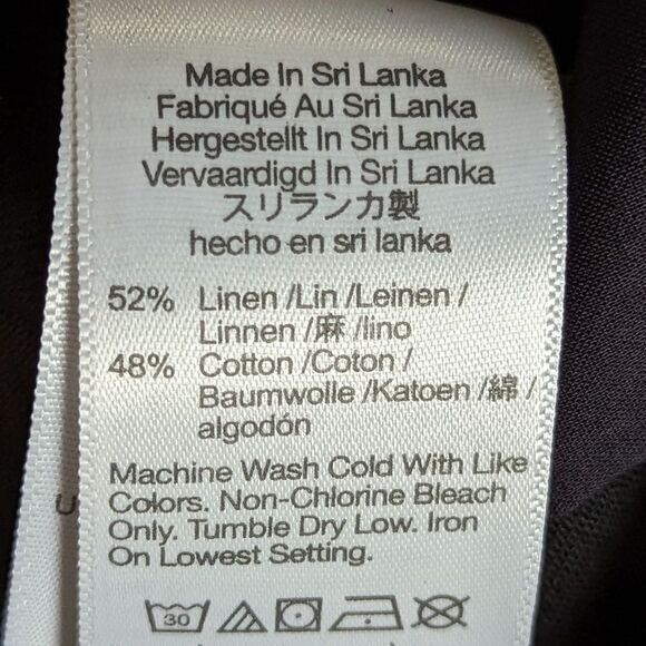 Madewell Linen High Elastic‎ Waist Flat Front Pull On Dress Shorts Black M NWT - Picture 8 of 13